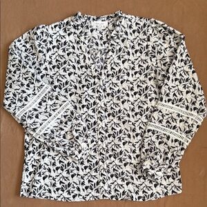 Floral Navy and White Blouse